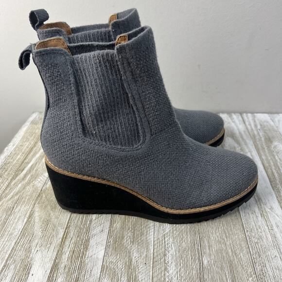 Sofft Booties Womens 8 Eiley Water Resistant Grey Knit Platform Wedge Boots - Picture 5 of 10